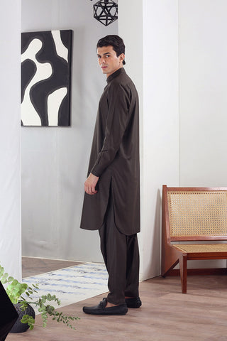 Olive Green Wash & Wear Shalwar Kameez (2-Piece) - Image 5