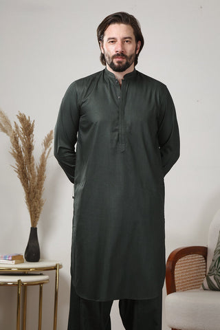 Dark Green Wash and Wear Shalwar Kameez (2-Piece) - Image 4