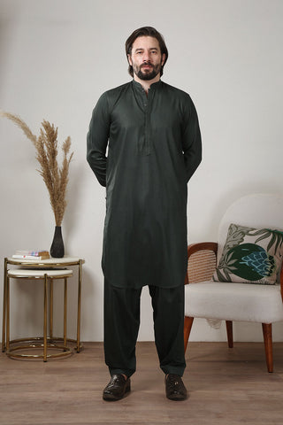Dark Green Wash and Wear Shalwar Kameez (2-Piece) - Image 6