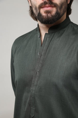 Dark Green Wash and Wear Shalwar Kameez (2-Piece) - Image 7