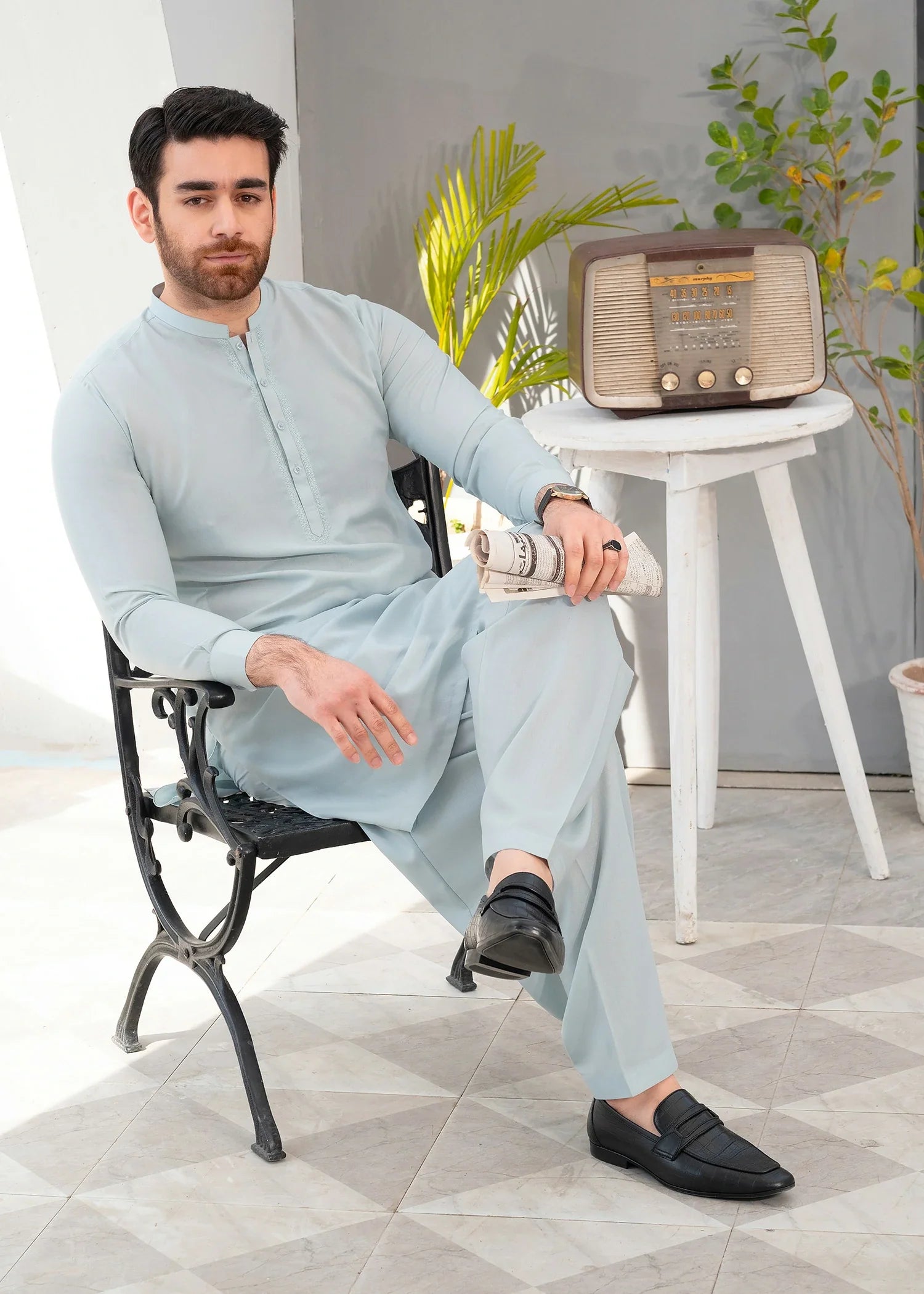 Light Green Wash & Wear Shalwar Kameez (2-Piece) - Image 3