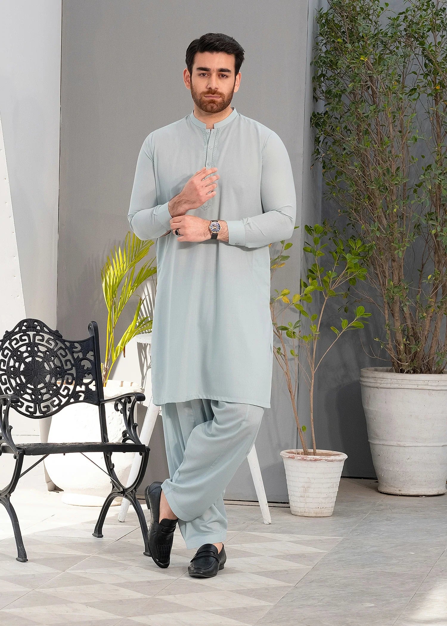 Light Green Wash & Wear Shalwar Kameez (2-Piece) - Image 5