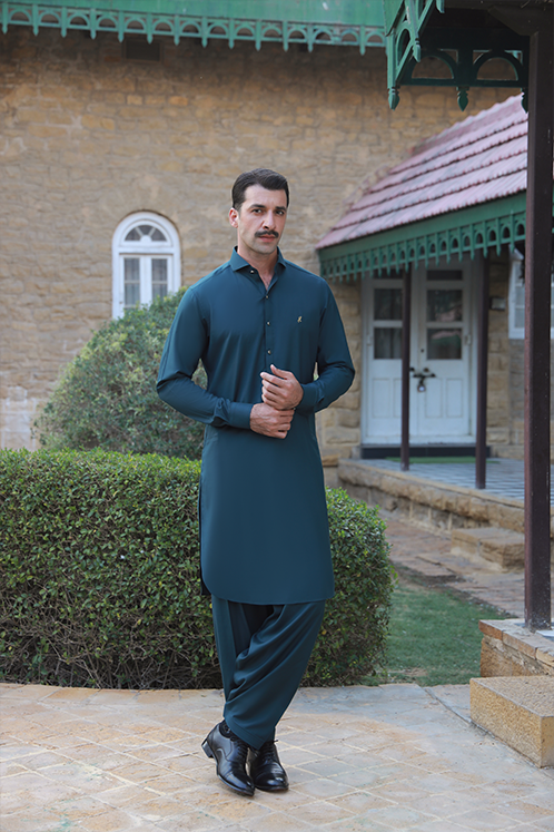 Teal Green Wash n Wear Shalwar Kameez (2-Piece) - Image 2
