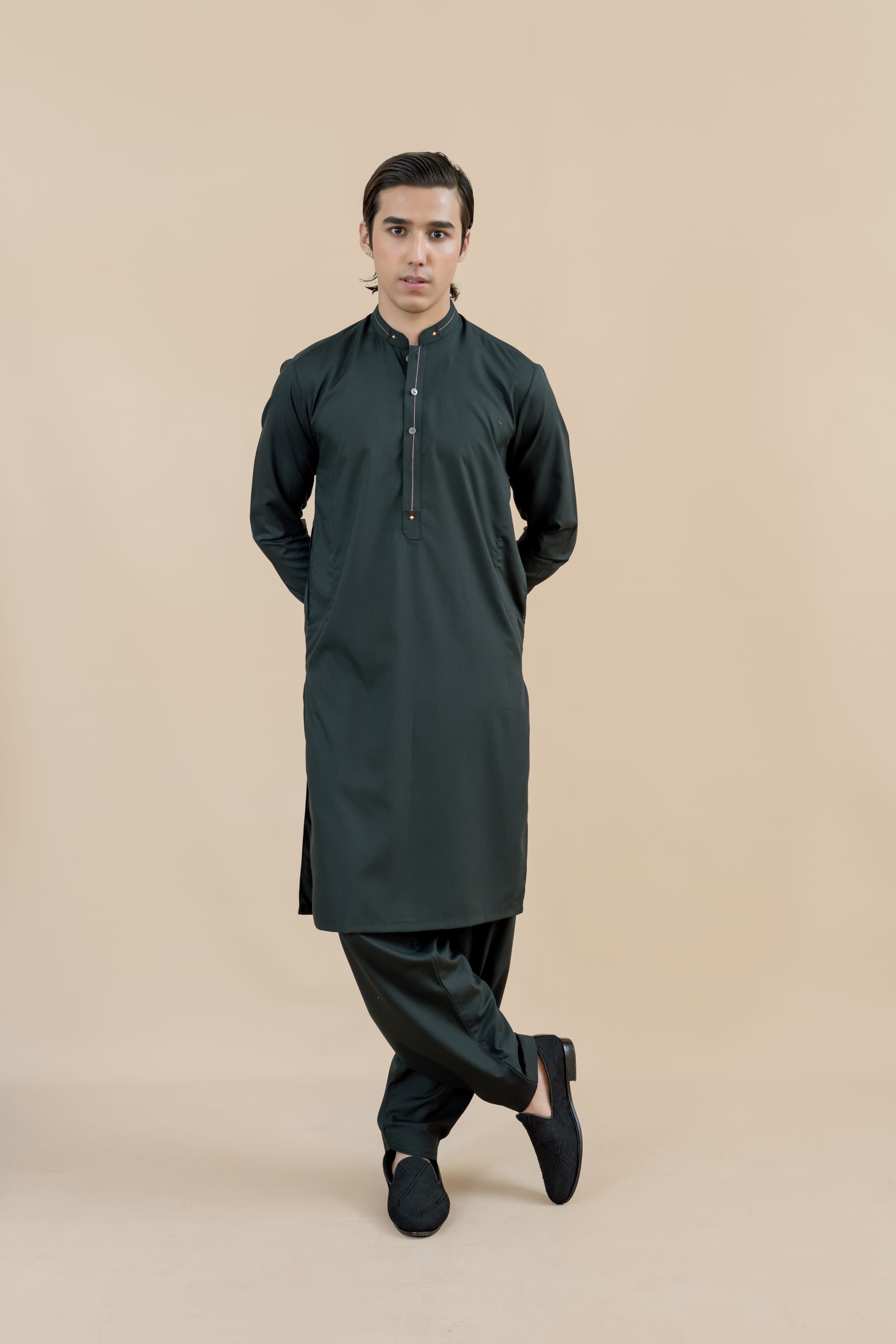 Deep Green Wash-and-Wear Shalwar Kameez (2-Piece) - Image 1