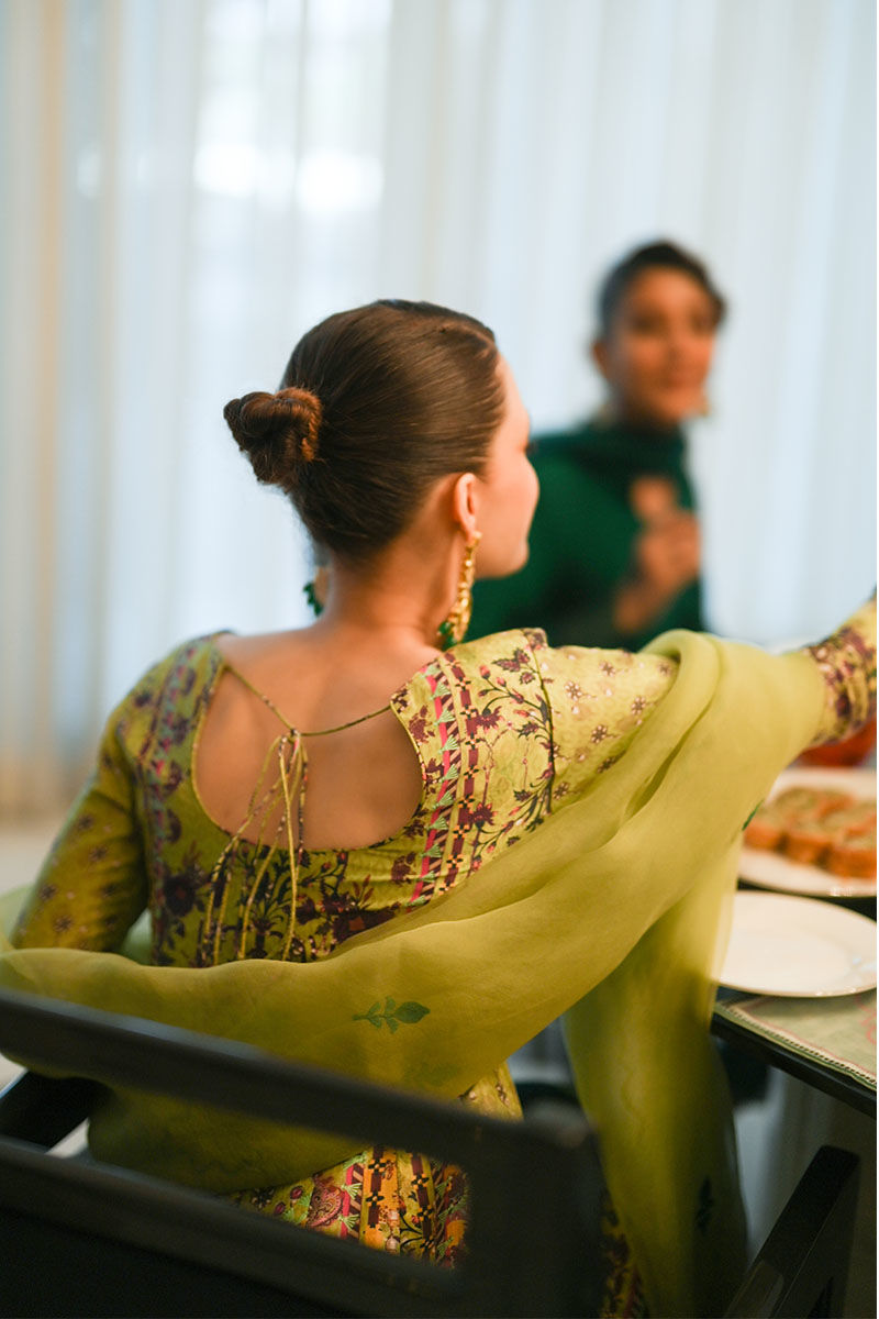 Mint Green Embroidered Raw Silk Peplum (3-Piece) - Image 6