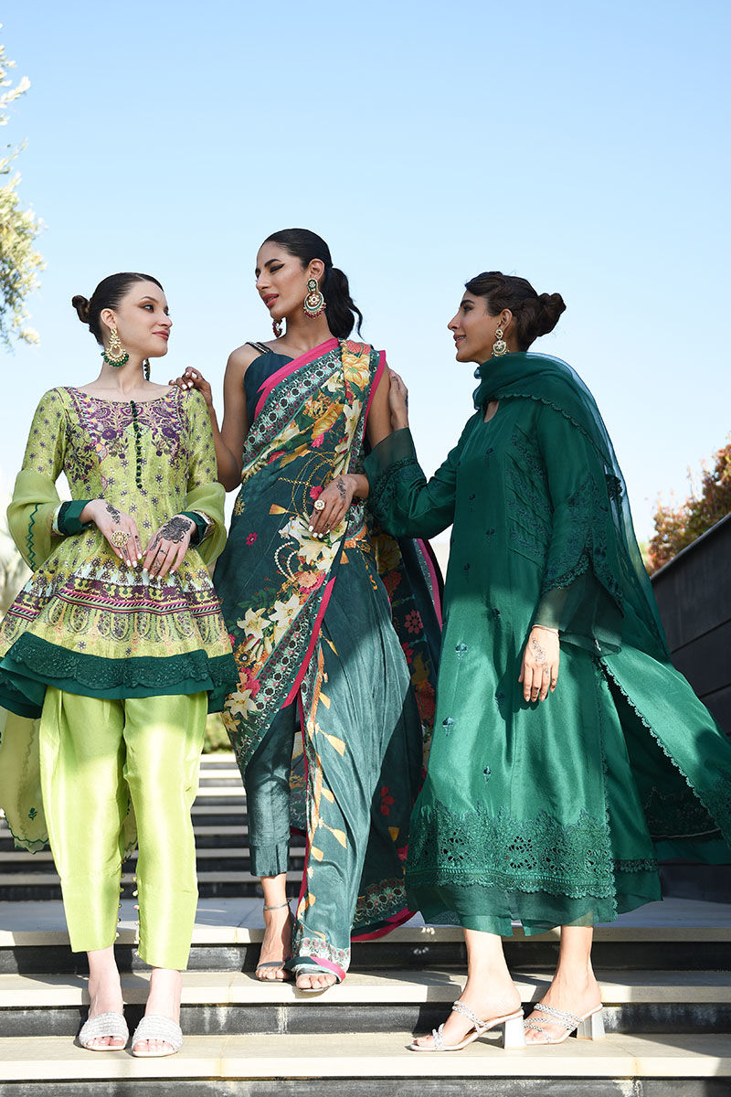 Mint Green Embroidered Raw Silk Peplum (3-Piece) - Image 7