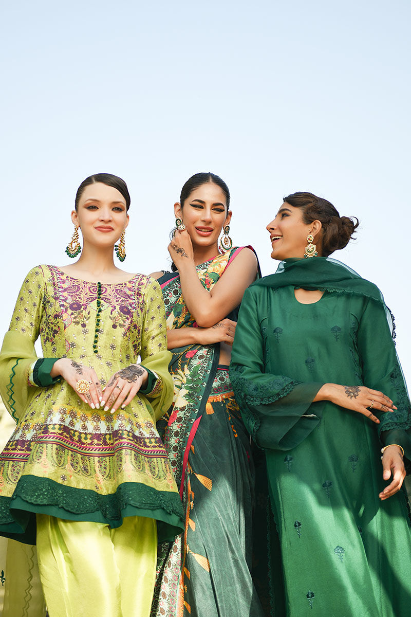 Mint Green Embroidered Raw Silk Peplum (3-Piece) - Image 8