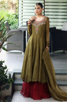 Mehndi Green Embroidered Organza Pishwas Dress (3-Piece) - Image 2