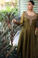 Mehndi Green Embroidered Organza Pishwas Dress (3-Piece) - Image 6