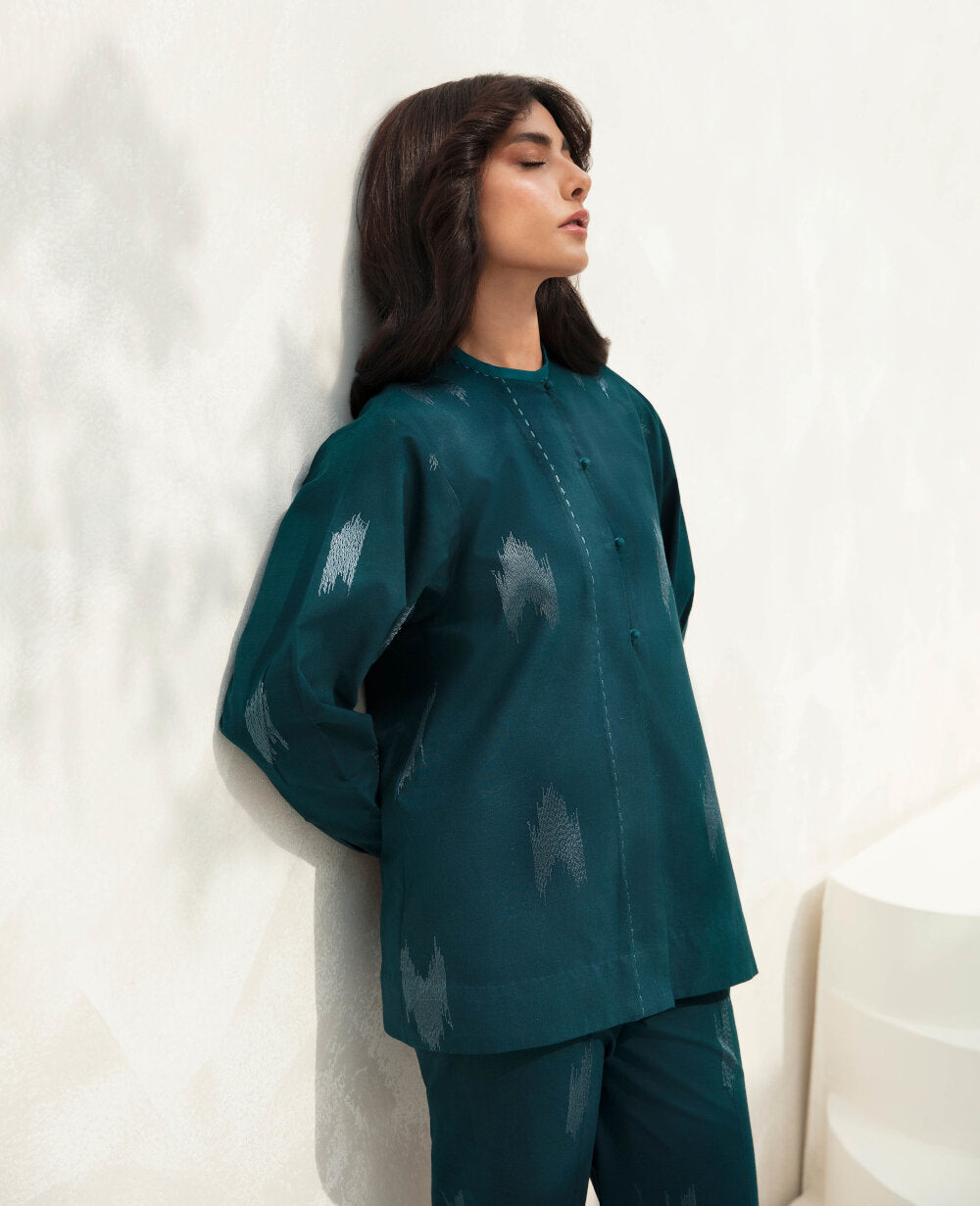 Deep Green Tie-Dye Cambric Salwar Kameez (2-Piece) - Image 3