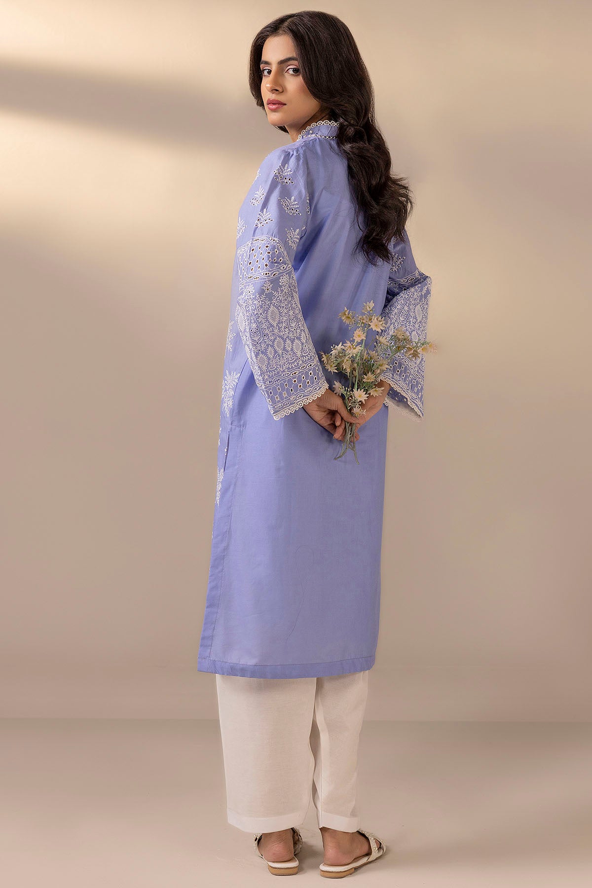 Aquamarine Schiffli Embroidered Cambric Lawn Salwar Kameez (2-Piece) - Image 4