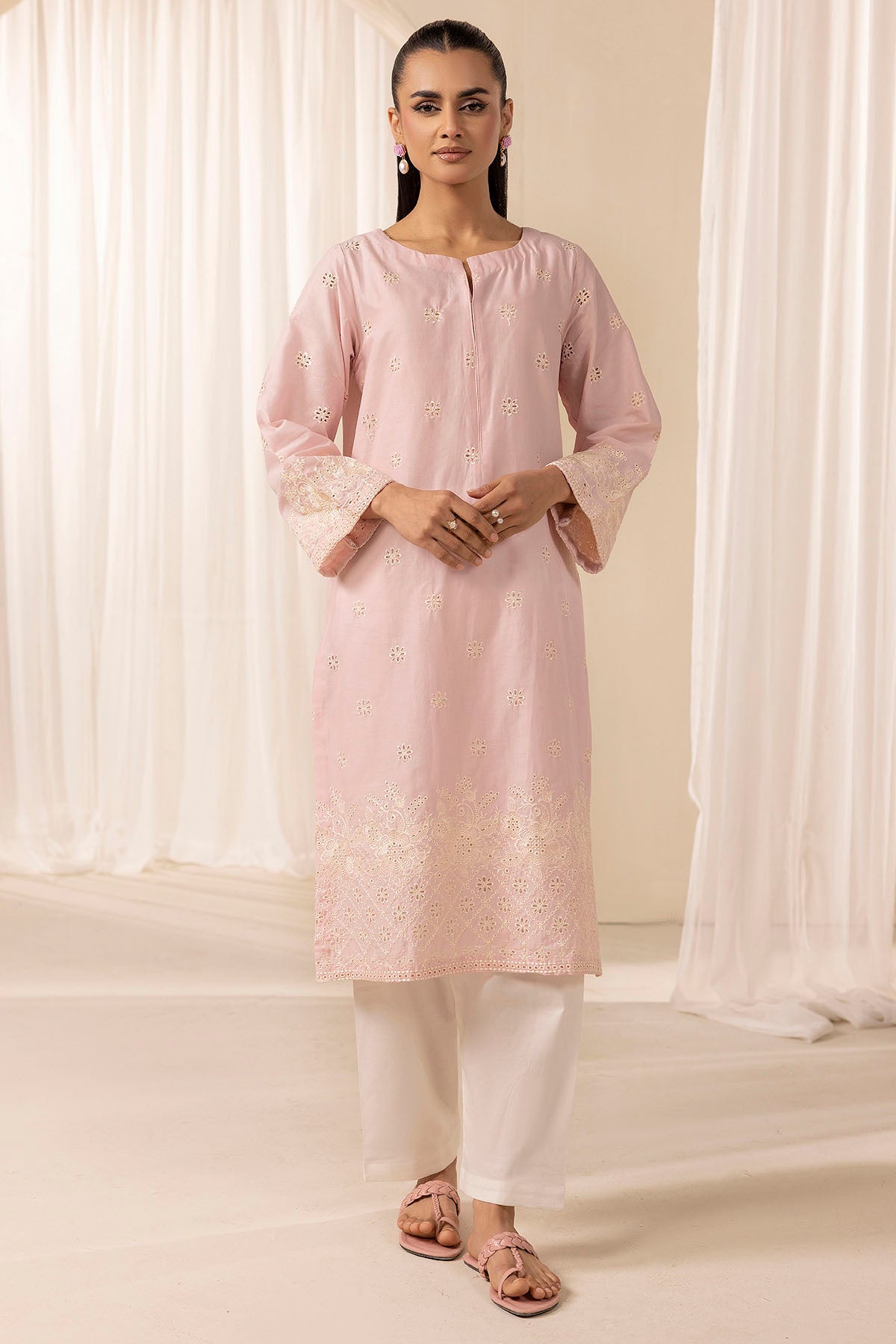 Soft Jade Schiffli Cambric Lawn Salwar Kameez (2-Piece) - Image 1