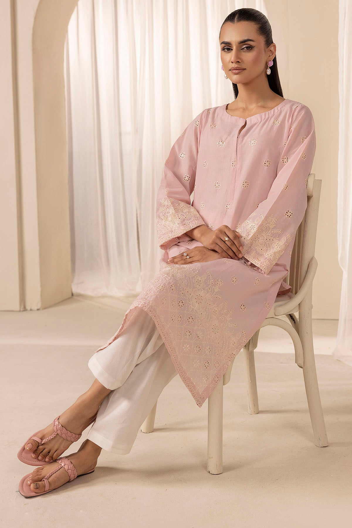 Soft Jade Schiffli Cambric Lawn Salwar Kameez (2-Piece) - Image 2