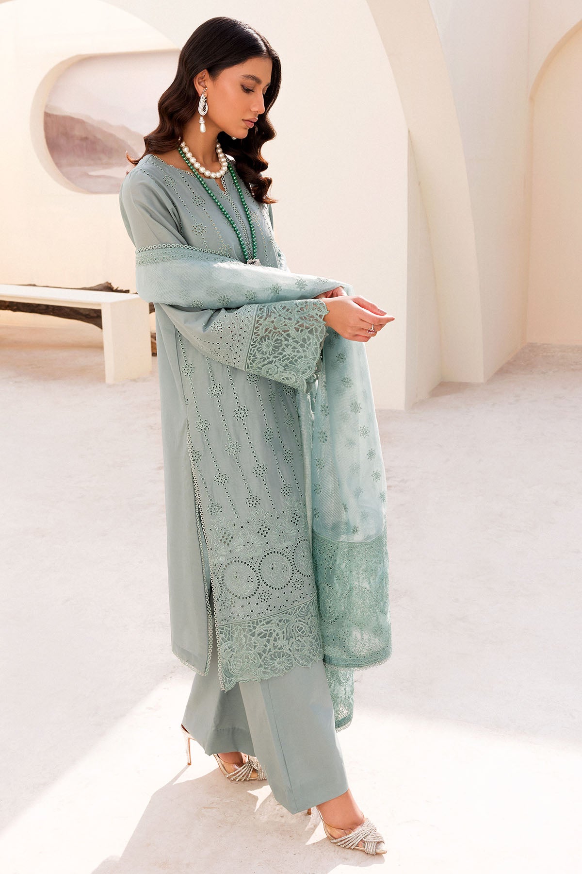 Seafoam Schiffli Embroidered Cambric 3-Piece Suit - Image 2