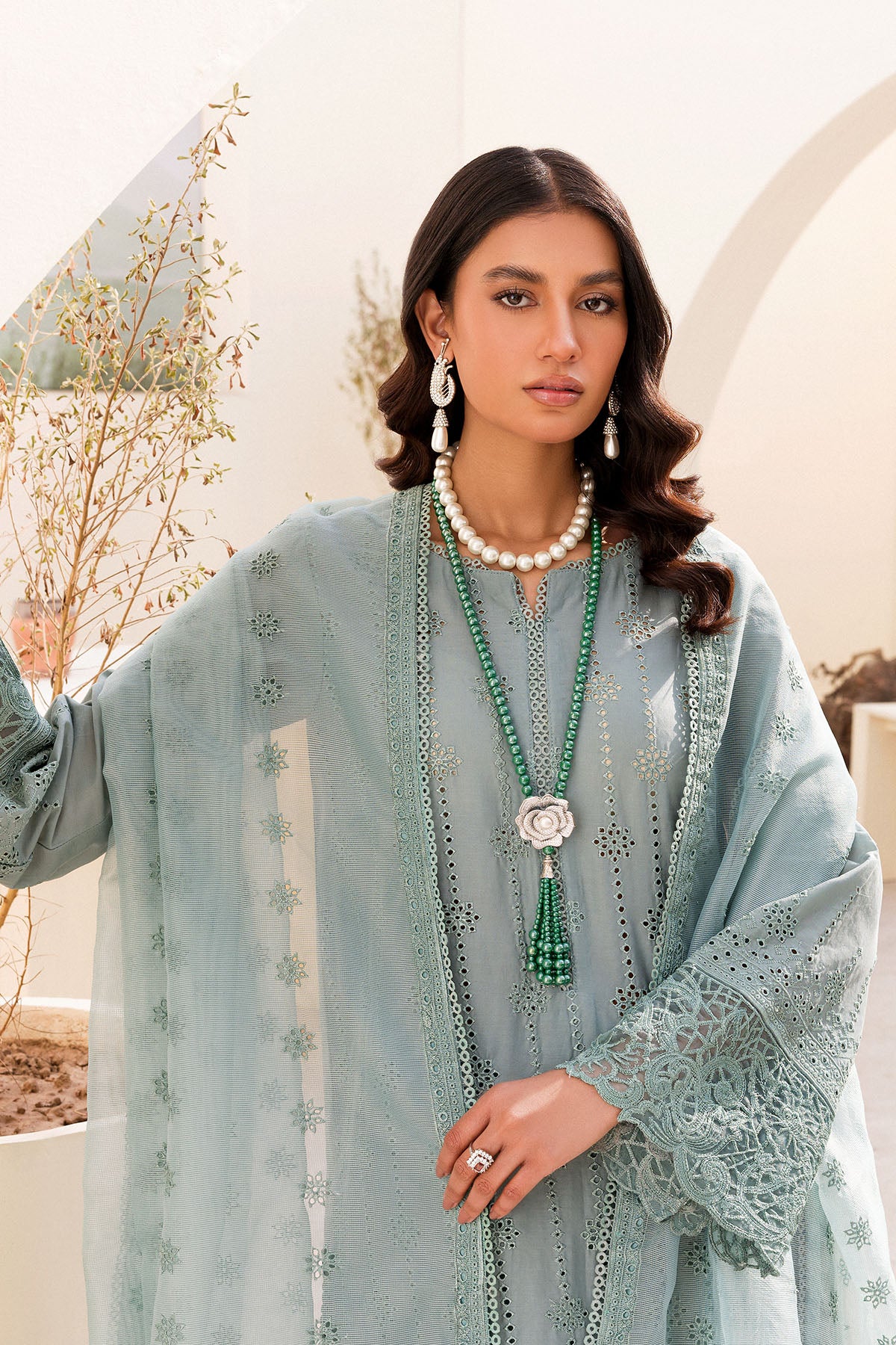 Seafoam Schiffli Embroidered Cambric 3-Piece Suit - Image 3