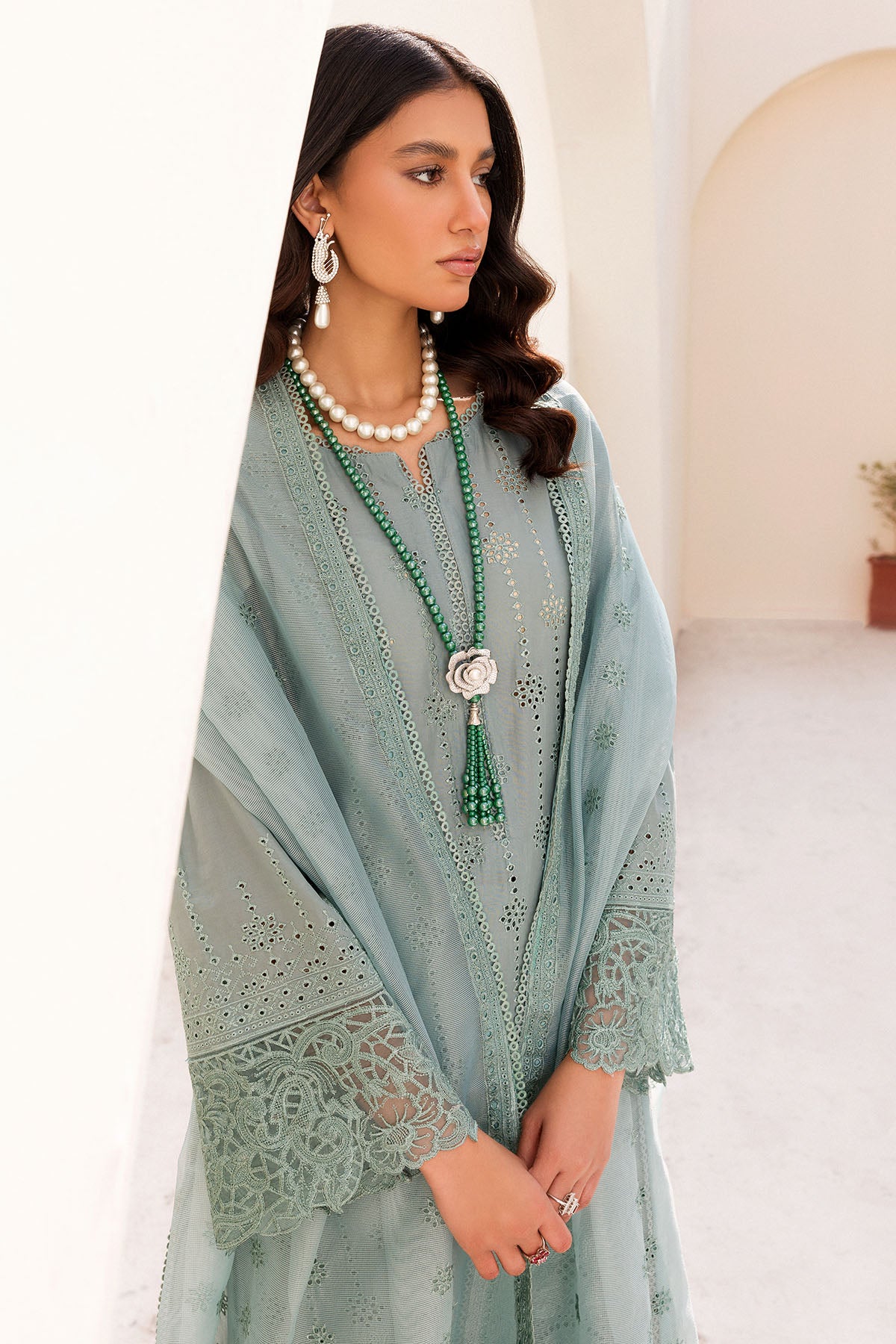 Seafoam Schiffli Embroidered Cambric 3-Piece Suit - Image 4