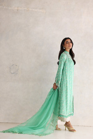 Pakistani Mint Green Embroidered Chiffon-Georgette Salwar Kameez (3-Piece) - Image 2