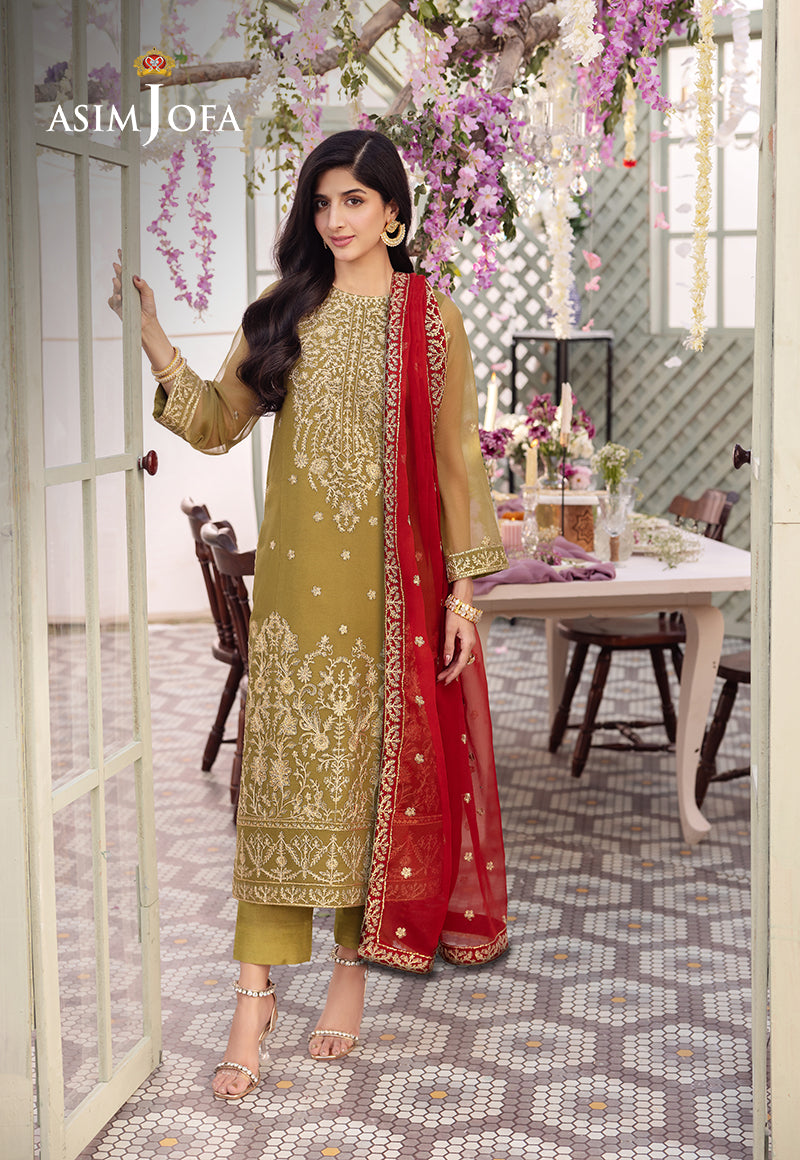 Green Embroidered Chiffon 3-Piece Suit - Image 1
