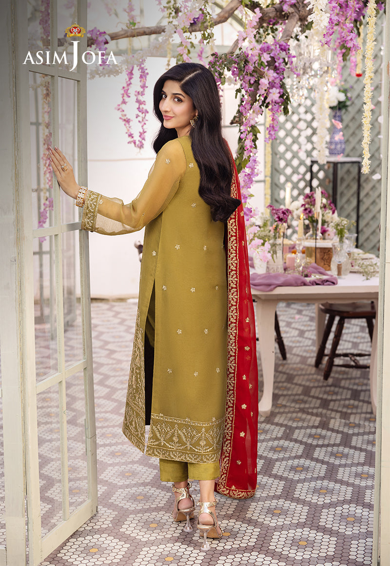 Green Embroidered Chiffon 3-Piece Suit - Image 2