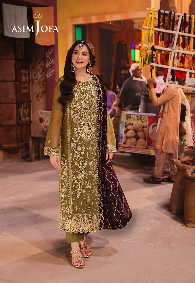 Pakistani Green Embroidered Chiffon 3-Piece Suit - Image 1