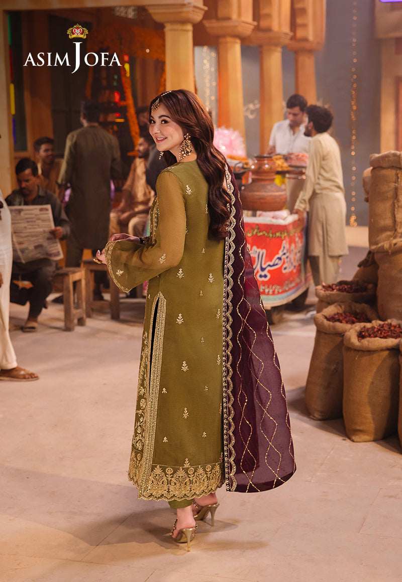 Pakistani Green Embroidered Chiffon 3-Piece Suit - Image 2