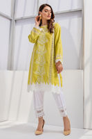 Golden Green Embroidered Cotton Salwar Kameez (2-Piece) - Image 2
