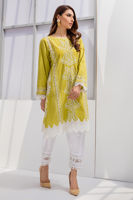 Golden Green Embroidered Cotton Salwar Kameez (2-Piece) - Image 3