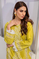 Golden Green Embroidered Cotton Salwar Kameez (2-Piece) - Image 4
