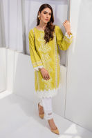 Golden Green Embroidered Cotton Salwar Kameez (2-Piece) - Image 5