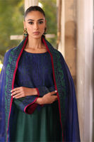 Pakistani Bottle Green Embroidered Cotton Net Salwar Kameez (3-Piece) - Image 3