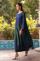 Pakistani Bottle Green Embroidered Cotton Net Salwar Kameez (3-Piece) - Image 6