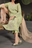Light Green Embroidered Cotton Silk Salwar Kameez (3-Piece) - Image 10