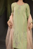 Light Green Embroidered Cotton Silk Salwar Kameez (3-Piece) - Image 6