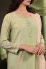 Light Green Embroidered Cotton Silk Salwar Kameez (3-Piece) - Image 7