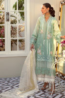Pakistani Mint Embroidered Cotton Zari Salwar Kameez (3-Piece) - Image 1