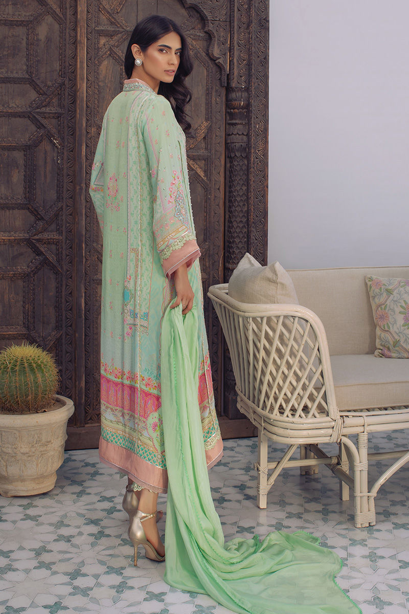 Pakistani Mint Digital Printed Crepe Silk Salwar Kameez (3-Piece) - Image 3