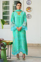 Pakistani Sea Green Digital Print Crepe Silk Salwar Kameez (3-Piece) - Image 2