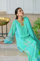 Pakistani Sea Green Digital Print Crepe Silk Salwar Kameez (3-Piece) - Image 3