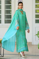 Pakistani Sea Green Digital Print Crepe Silk Salwar Kameez (3-Piece) - Image 4