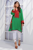 Pepper Green Hand-Embroidered Mirror Work Shirt (2-Piece) - Image 2