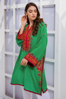 Pepper Green Hand-Embroidered Mirror Work Shirt (2-Piece) - Image 3