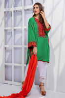 Pepper Green Hand-Embroidered Mirror Work Shirt (2-Piece) - Image 4