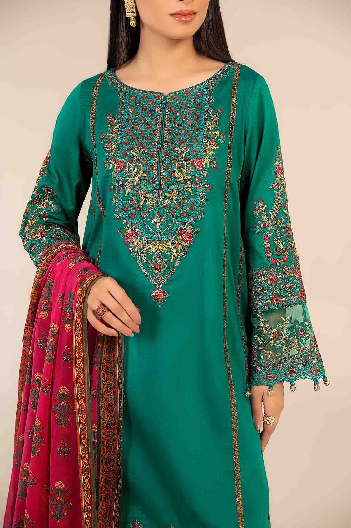 Sea Green Embroidered Dobby Salwar Kameez (3-Piece) - Image 3