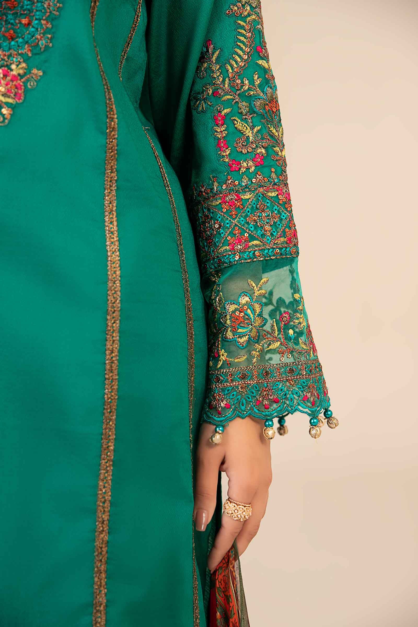 Sea Green Embroidered Dobby Salwar Kameez (3-Piece) - Image 5