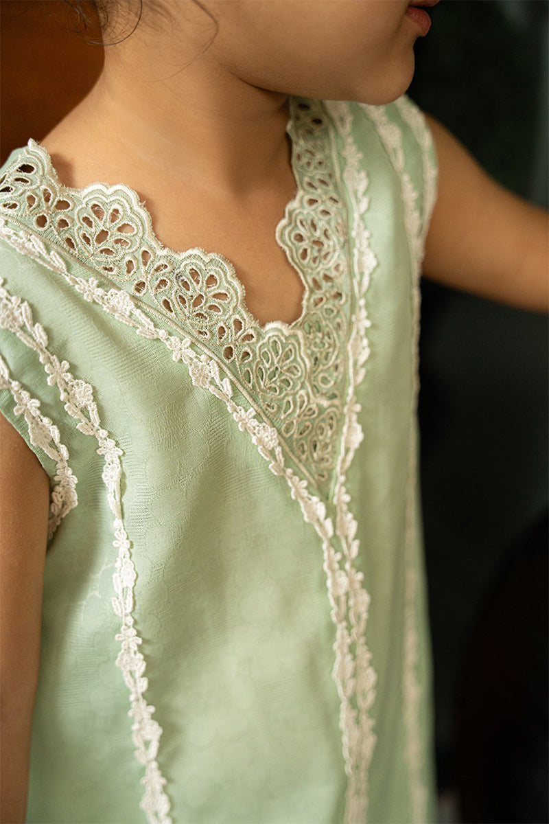 Mint Green Embroidered Embossed Salwar Kameez (2-Piece) - Image 3