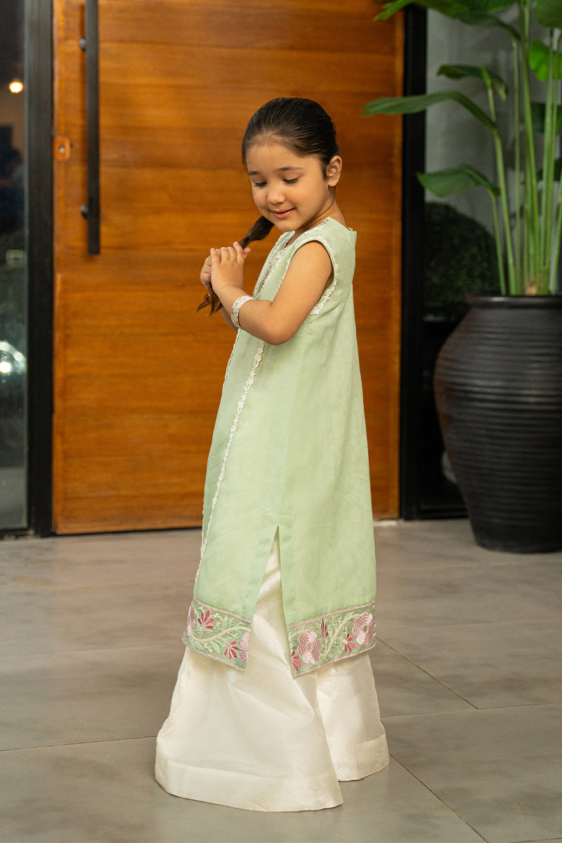 Mint Green Embroidered Embossed Salwar Kameez (2-Piece) - Image 4