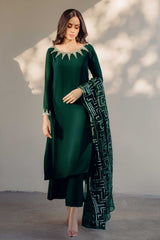 Emerald Green Crystal Georgette Salwar Kameez (3-Piece) - Image 6
