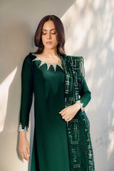 Emerald Green Crystal Georgette Salwar Kameez (3-Piece) - Image 3