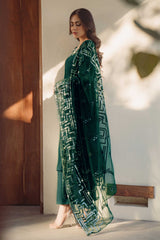 Emerald Green Crystal Georgette Salwar Kameez (3-Piece) - Image 4