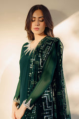 Emerald Green Crystal Georgette Salwar Kameez (3-Piece) - Image 5